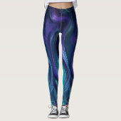 Paarse en turquoise Abstract Leggings (Voorkant)