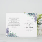 Paarse en turquoise bloemen. Huwelijksprogramma ge (Staand voorkant)