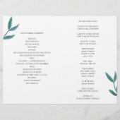 Paarse en turquoise bloemen. Huwelijksprogramma ge (Achterkant)