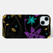 Paarse en turquoise bloemenwijngaard Case-Mate iPhone case (Achterkant (horizontaal))