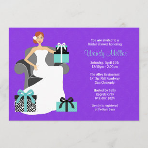 Paarse en Turquoise Bridal Shower Invitation Kaart