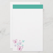 Paarse en Turquoise Butterflies Briefpapier (Voorkant / Achterkant)