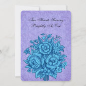 Paarse en Turquoise Flowers Wedding V31 Kaart (Achterkant)