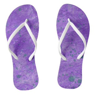 Paarse en turquoise gespikkelde zomersandalen slip teenslippers