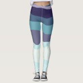 Paarse en turquoise golvende strepen leggings (Voorkant)