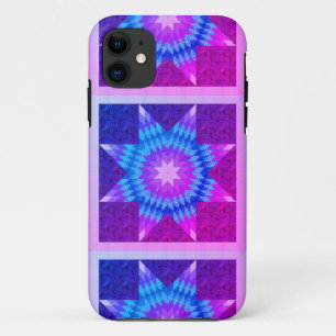 Paarse en Turquoise Lone Star Quilt Ontwerp iPhone 11 Hoesje