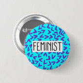 Paarse en Turquoise Pattern Feministische Button (Voorkant /achterkant)