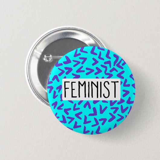 Paarse en Turquoise Pattern Feministische Button (Voorkant /achterkant)