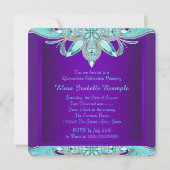 Paarse en Turquoise Quinceañera Kaart (Achterkant)