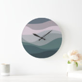 Paarse en turquoise retro stijl golven decoratie grote klok (Huis)