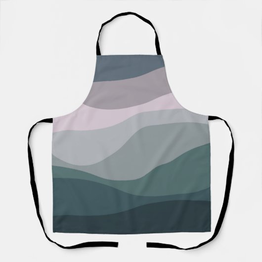 Paarse en turquoise retro stijl golven decoratie schort (Voorkant)