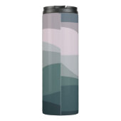 Paarse en turquoise retro stijl golven decoratie thermosbeker (Achterkant)