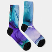 Paarse en turquoise vloeibare abstracte kunst met sokken (Rechts)