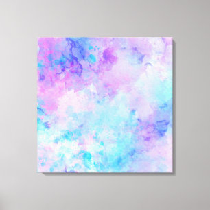 Paarse en Turquoise Waterverf Splashes Canvas Afdruk