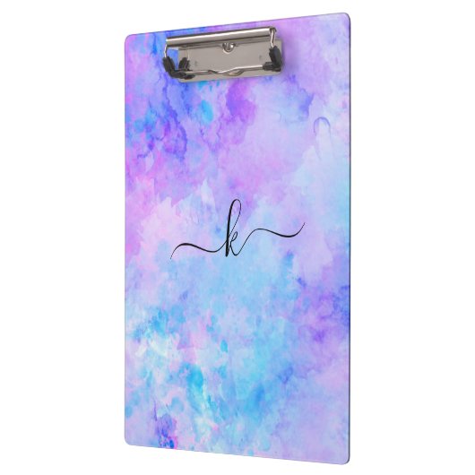 Paarse en Turquoise Waterverf Splashes Klembord (Links)