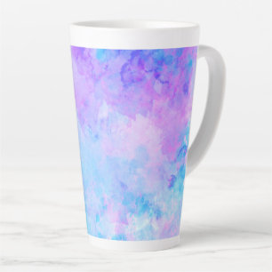 Paarse en Turquoise Waterverf Splashes Latte Mok