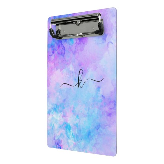 Paarse en Turquoise Waterverf Splashes Mini Klembord (Angled2)