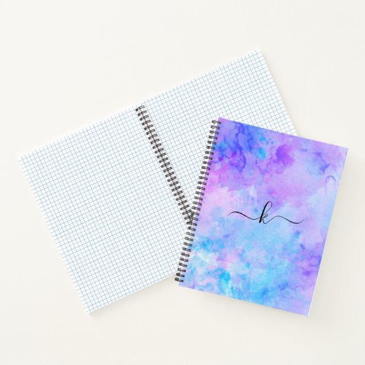 Paarse en Turquoise Waterverf Splashes Notitieboek (Binnen)