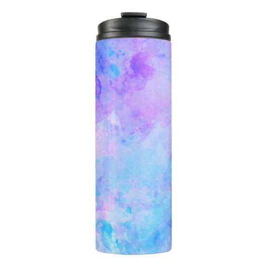 Paarse en Turquoise Waterverf Splashes Thermosbeker (Voorkant)