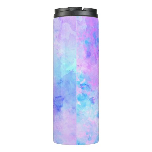 Paarse en Turquoise Waterverf Splashes Thermosbeker (Achterkant)