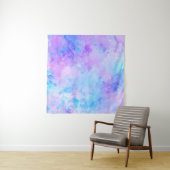 Paarse en Turquoise Waterverf Splashes Wandkleed (In situ)