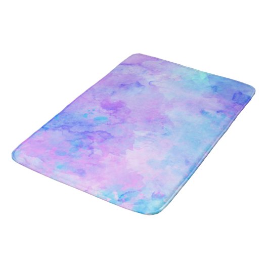 Paarse en Turquoise Waterverfspatten Badmat (Gekanteld)