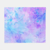 Paarse en Turquoise Waterverfspatten Fleece Deken (Voorkant (Horizontaal))