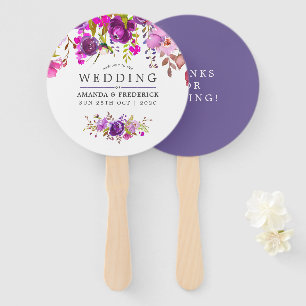 Paarse en Violette Bloemige Trouwgunst Handwaaier