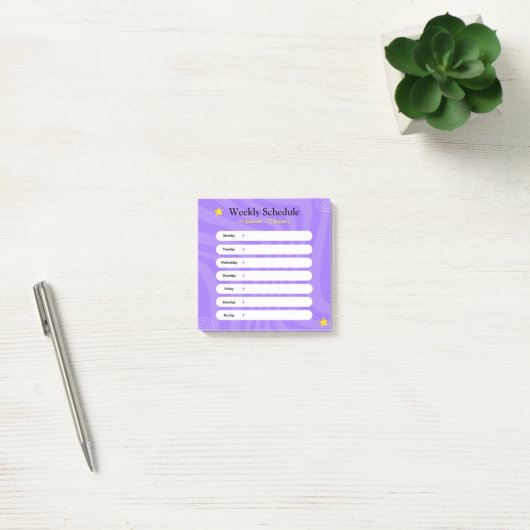 Paarse en witte Abstracte vormen weekschema Post-it® Notes (Kantoor)