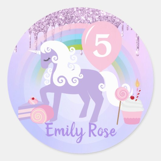 Paarse en witte baarmoederziekte ronde sticker (Voorkant)