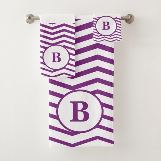 Paarse en witte band bad handdoek (Insitu)