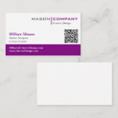 Paarse en witte bedrijfs QR-code Visitekaartje (Voorkant / Achterkant)
