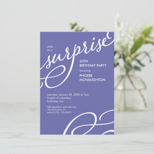 Paarse en witte beleefdheidsfeest kaart (Staand voorkant)