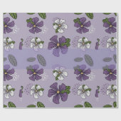paarse en witte bloem ontwerp cadeaupapier (Vlak)