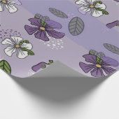 paarse en witte bloem ontwerp cadeaupapier (Hoek)