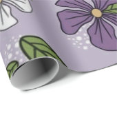 paarse en witte bloem ontwerp cadeaupapier (Rol Hoek)