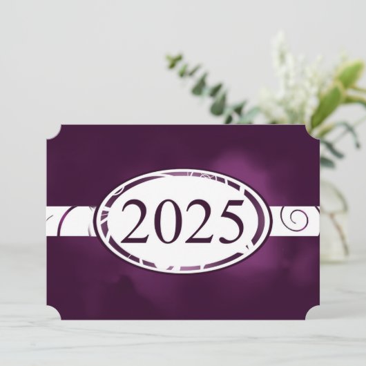 Paarse en witte bloemen Button 2025 Kaart (Staand voorkant)