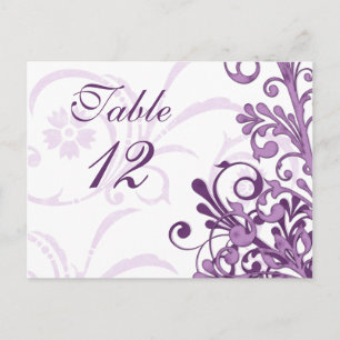 Paarse en Witte Bloemen Trouwtafel Kaarten