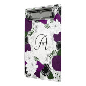 Paarse en witte bloemenkrans monogram mini klembord (Angled2)