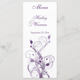 Paarse en witte bloemenmenu Kaart
