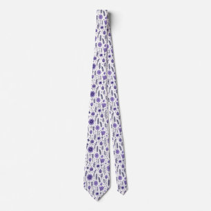 Paarse en witte bloemige botanische bruiloft stropdas