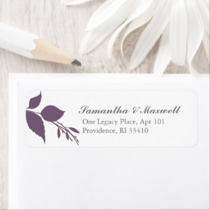 Paarse en witte botanische Greenery Return Address Etiket