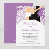 Paarse en Witte Bridal Shower Invitation Kaart (Voorkant / Achterkant)