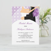 Paarse en Witte Bridal Shower Invitation Kaart (Staand voorkant)