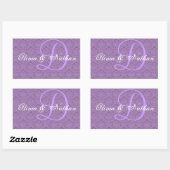 Paarse en witte bruiloft Damask Monogram D Sticker (Vel)