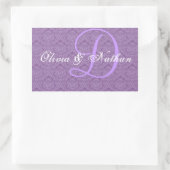 Paarse en witte bruiloft Damask Monogram D Sticker (Tas)