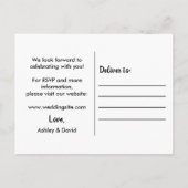 Paarse en witte bruiloft uitnodiging briefkaart (Achterkant)