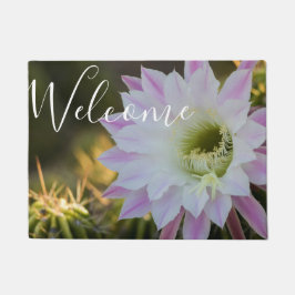 Paarse en witte cactus bloem deurmat