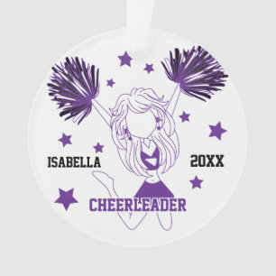 Paarse en witte Cheerleader Ornament