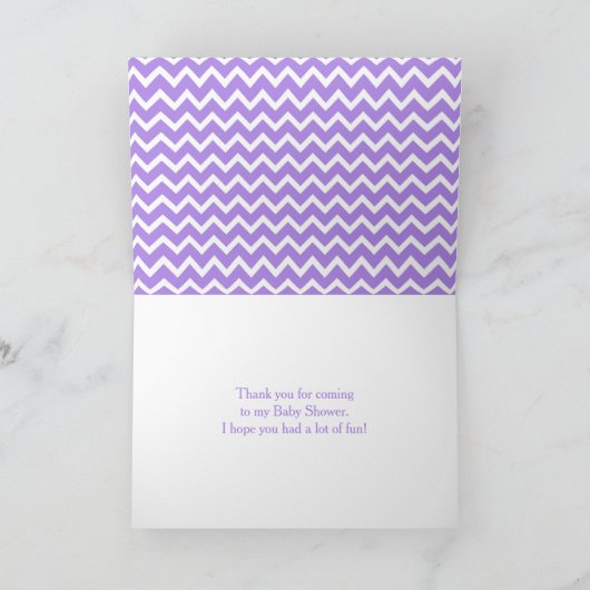 Paarse en witte Chevron en Polka Dots Dank u Bedankkaart (Binnen)